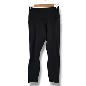 Members Mark Everyday High Rise Ankle Leggings Black Side Pockets Size L NWT